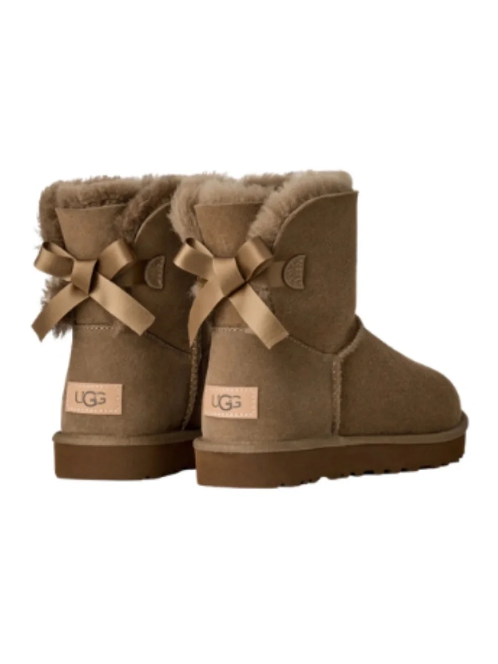 Women's UGG Mini Bailey Bow II Winter Boot, Light Bronze Suede. 1016501